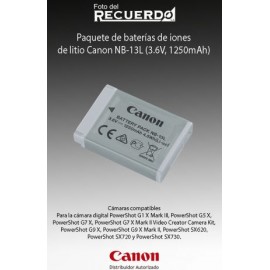 Paquete de baterías de iones de litio Canon NB-13L (3.6V, 1250mAh)