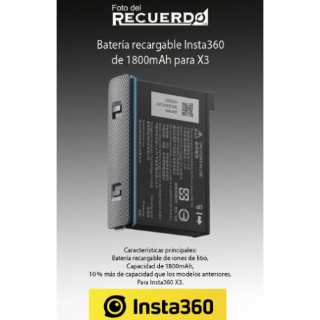 Batería recargable Insta360 de 1800mAh para X3