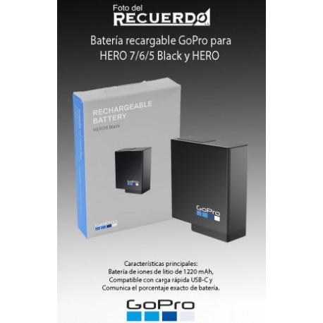 Batería recargable GoPro para HERO 7/6/5 Black y HERO