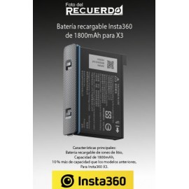 Batería recargable Insta360 de 1800mAh para X3