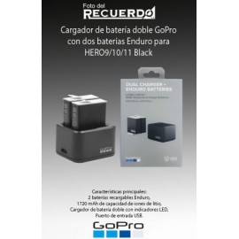 Cargador de batería doble GoPro con dos baterías Enduro para HERO9/10/11 Black