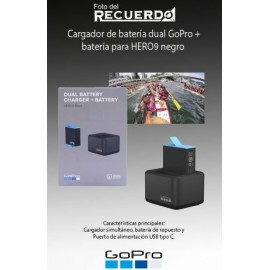 Cargador de batería dual GoPro + batería para HERO9 negro