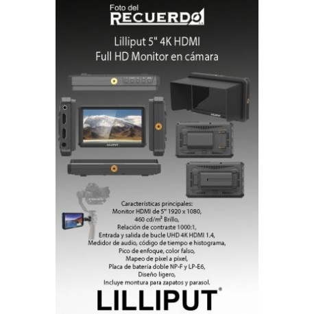 Lilliput 5" 4K HDMI Full HD Monitor en cámara