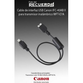 Cable de interfaz USB Canon IFC-40AB II para transmisor inalámbrico WFT-E7A