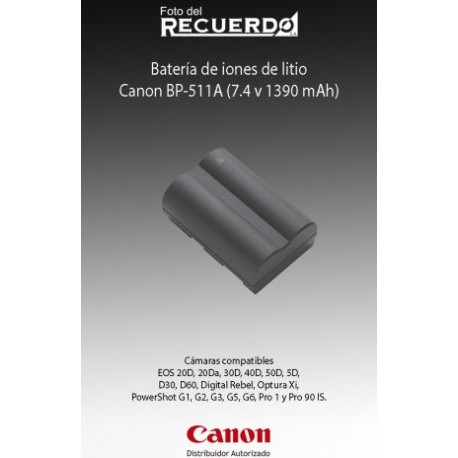 Batería Canon BP-511A de iones de litio (7,4 v 1390 mAh)