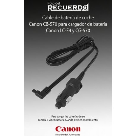 Cable de batería de coche Canon CB-570 para cargador de batería Canon LC-E4 y CG-570