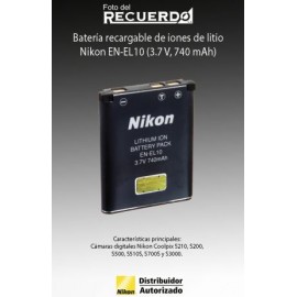 Batería recargable de iones de litio Nikon EN-EL10 (3.7 V, 740 mAh)