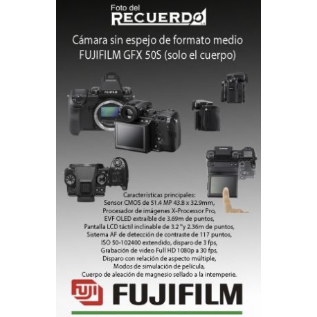 Cámara sin espejo de formato medio FUJIFILM GFX 50S (solo el cuerpo)