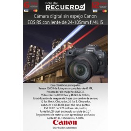 Cámara digital sin espejo Canon EOS R5 con lente de 24-105mm f /4L IS