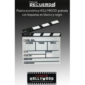 Pizarra económica HOLLYWOOD grabada con baquetas en blanco y negro