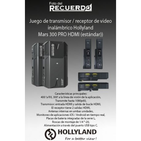 Juego de transmisor / receptor de video inalámbrico Hollyland Mars 300 PRO HDMI (estándar)