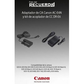 Adaptador de CA Canon AC-E6N y kit de acoplador de CC DR-E6