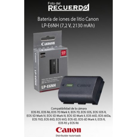 Batería de iones de litio Canon LP-E6NH (7,2 V, 2130 mAh)