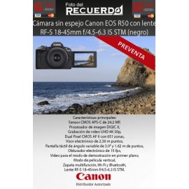 Cámara sin espejo Canon EOS R50 con lente RF-S 18-45mm f/4.5-6.3 IS STM (negro)