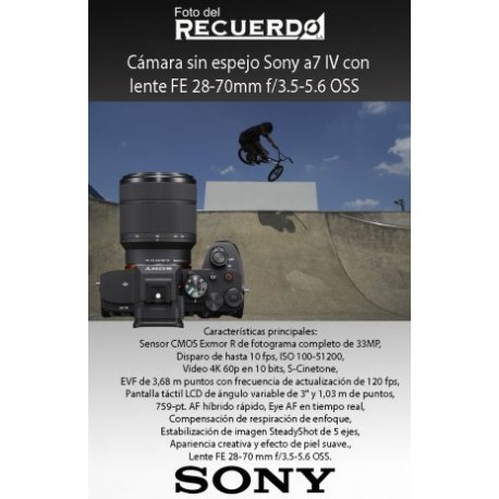 Cámara sin espejo Sony a7 IV con lente FE 28-70mm f/3.5-5.6 OSS