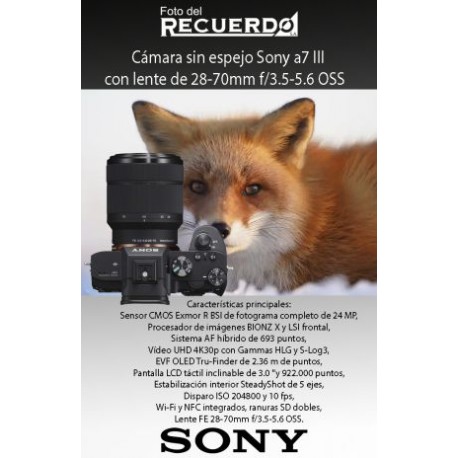 Cámara sin espejo Sony a7 III con lente de 28-70mm f/3.5-5.6 OSS