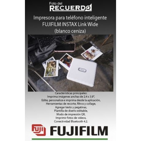 Impresora para teléfono inteligente FUJIFILM INSTAX Link Wide (blanco ceniza)