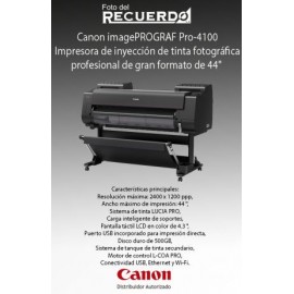 Canon imagePROGRAF Pro-4100 Impresora de inyección de tinta fotográfica profesional de gran formato de 44"