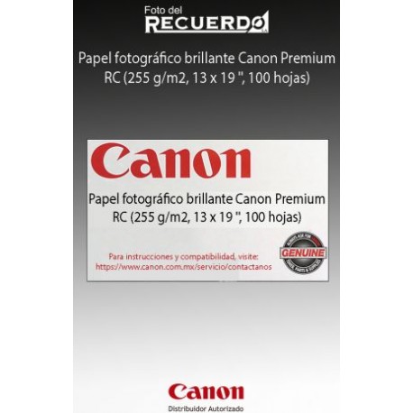 Papel fotográfico brillante Canon Premium RC (255 g/m2, 13 x 19 '', 100 hojas)