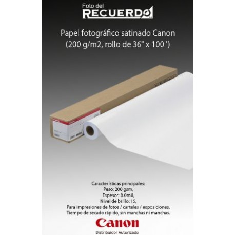 Papel fotográfico satinado Canon (200 g/m2, rollo de 36" x 100 ')