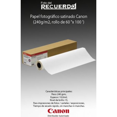 Papel fotográfico satinado Canon (240g/m2, rollo de 60 "x 100 ')