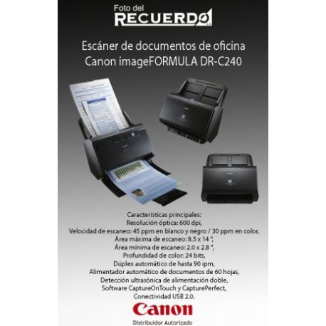 Escáner de documentos de oficina Canon imageFORMULA DR-C240