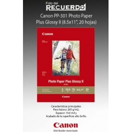 Canon PP-301 Photo Paper Plus Glossy II (8.5x11", 20 hojas)