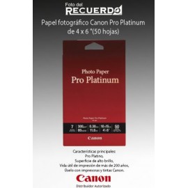 Papel fotográfico Canon Pro Platinum de 4 x 6 "(50 hojas)