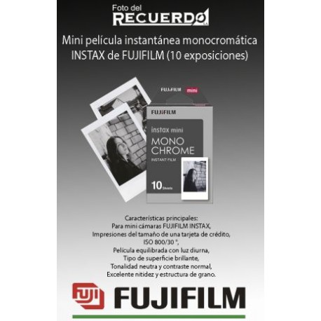 Mini película instantánea monocromática INSTAX de FUJIFILM (10 exposiciones)