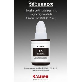 Botella de tinta MegaTank negra pigmentada Canon GI-190BK (135 ml)