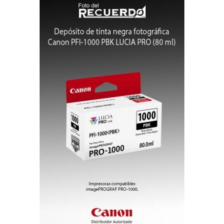 Depósito de tinta negra fotográfica Canon PFI-1000 PBK LUCIA PRO (80 ml)