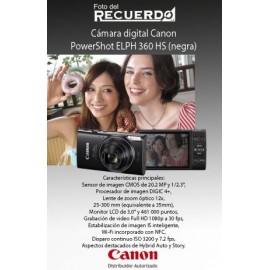 Cámara digital Canon PowerShot ELPH 360 HS (negra)