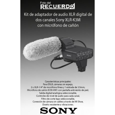 Kit de adaptador de audio XLR digital de dos canales Sony XLR-K3M con micrófono de cañón