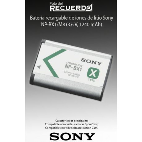 Batería recargable de iones de litio Sony NP-BX1/M8 (3.6 V, 1240 mAh)