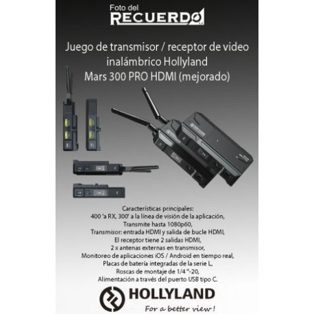 Juego de transmisor / receptor de video inalámbrico Hollyland Mars 300 PRO HDMI (mejorado)