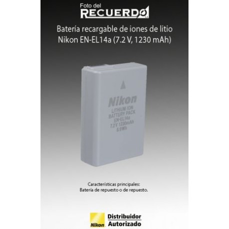 Batería recargable de iones de litio Nikon EN-EL14a (7.2 V, 1230 mAh)